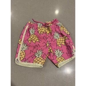 Boys Swim Trunks Pink‎ Pineapple Print Elastic Waist Drawstring Size 4T